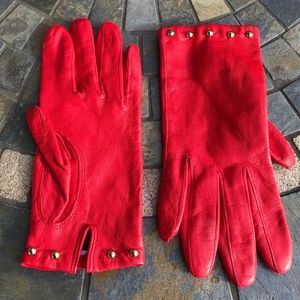 Daniel Silver red leather, studs, gloves, 7-1/2